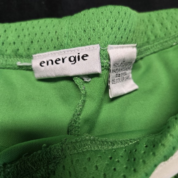 Y2K Neon Green Mesh Athletic Shorts Size L Unisex Retro Gym Drawstring Vintage - Picture 8 of 13